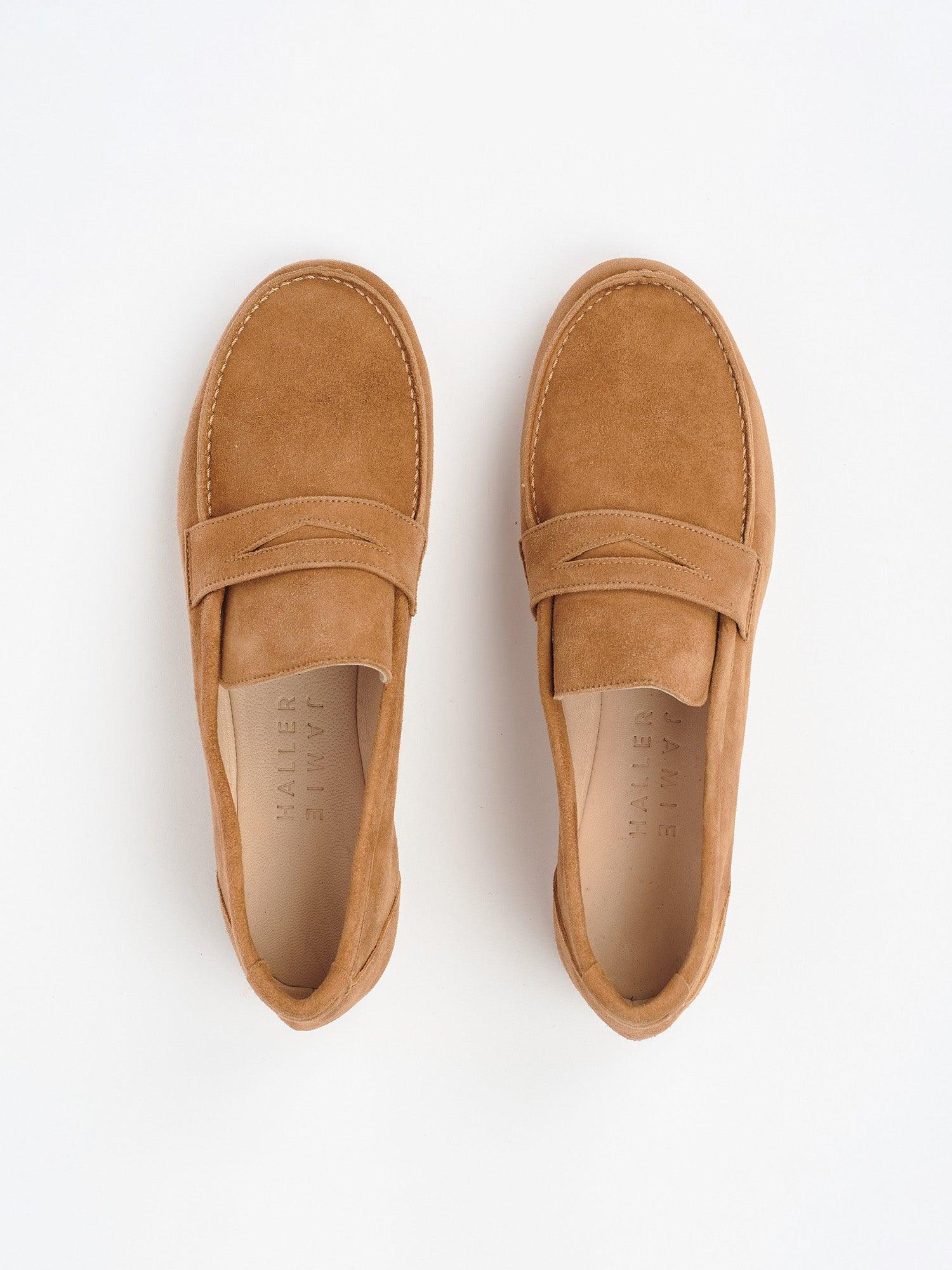 The Penny Loafer in Clove Suede Flat