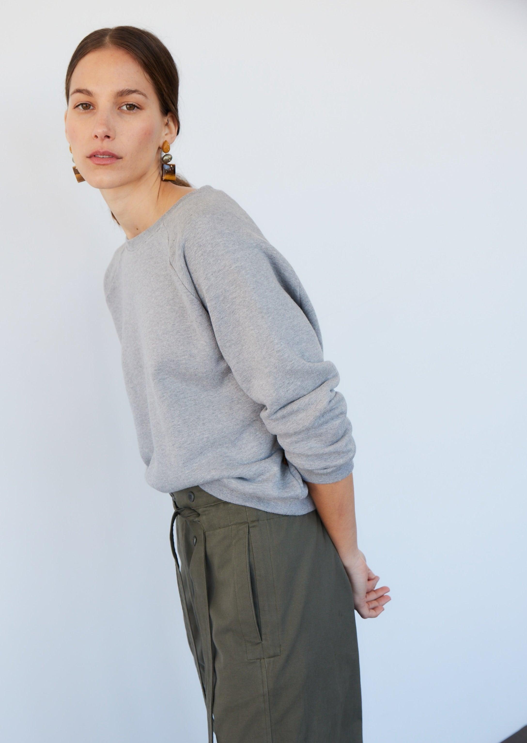 The Daily Sweatshirt in Heather Grey Side View