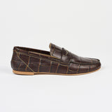 The Penny Loafer in Deep Brown Croc Side View
