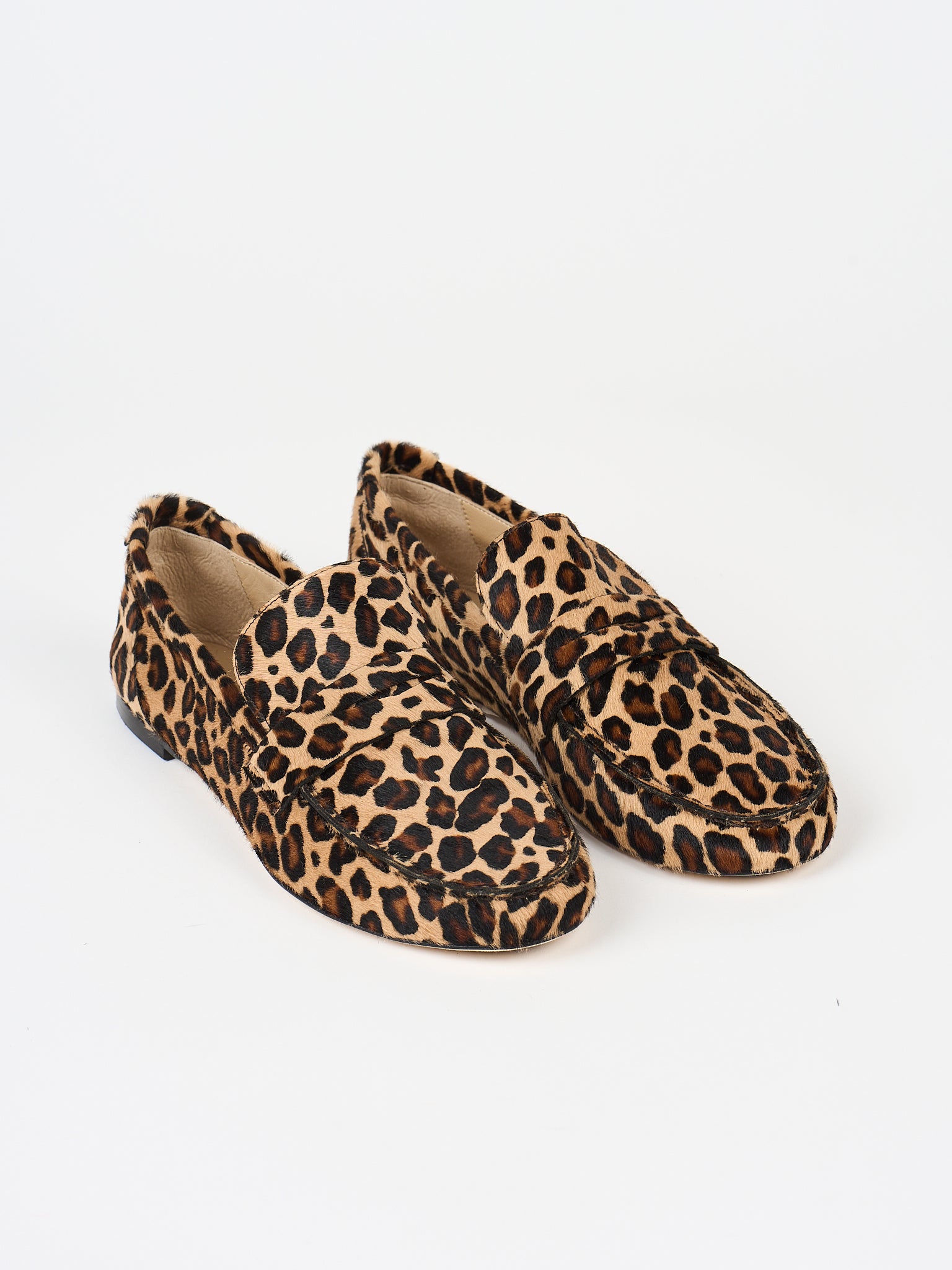 The Penny Loafer in Ponyhair Leopard Angled Front
