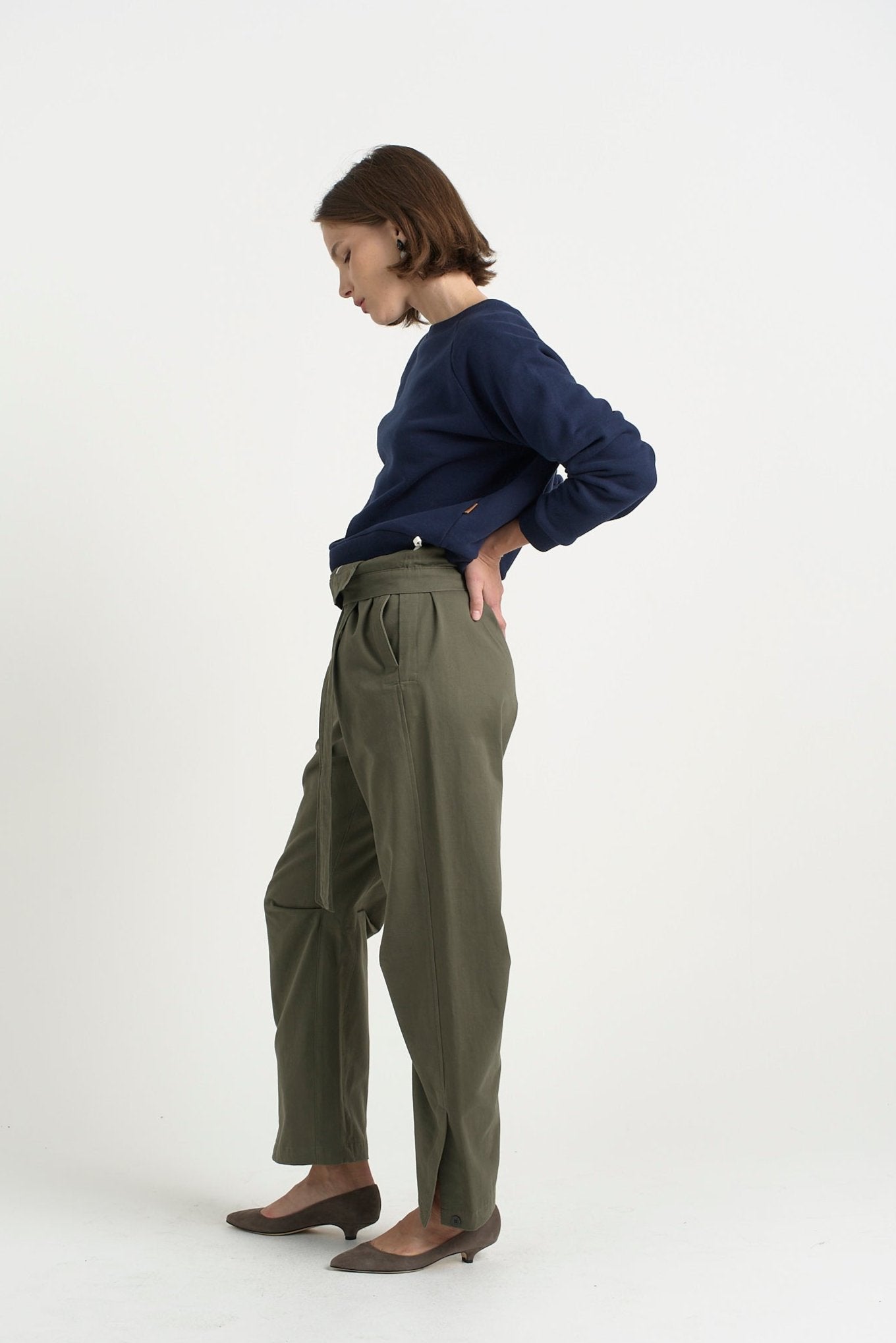 The Everything Pant in Olive. On body side - Jamie Haller