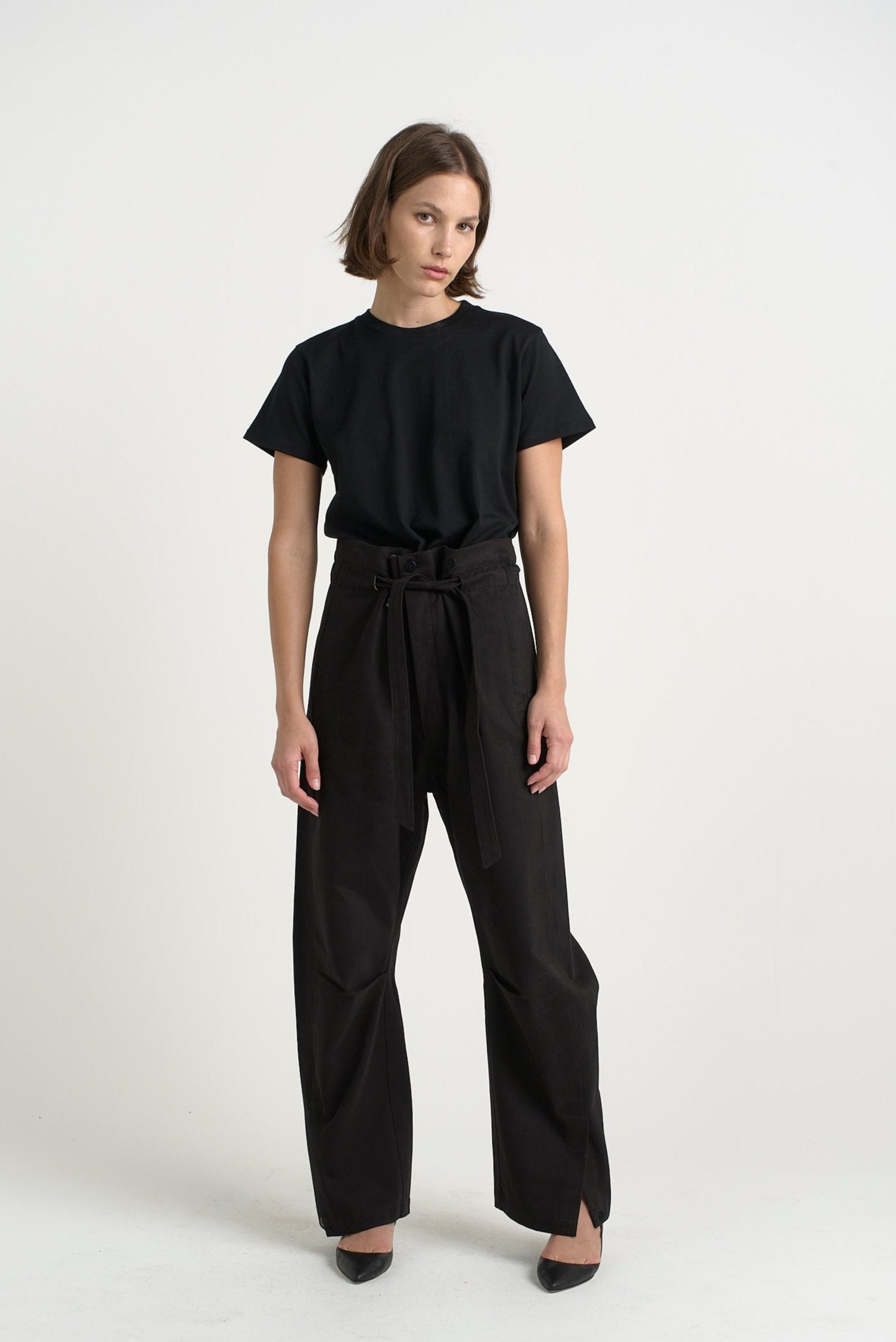 The Everything Pant in Black. On body front - Jamie Haller