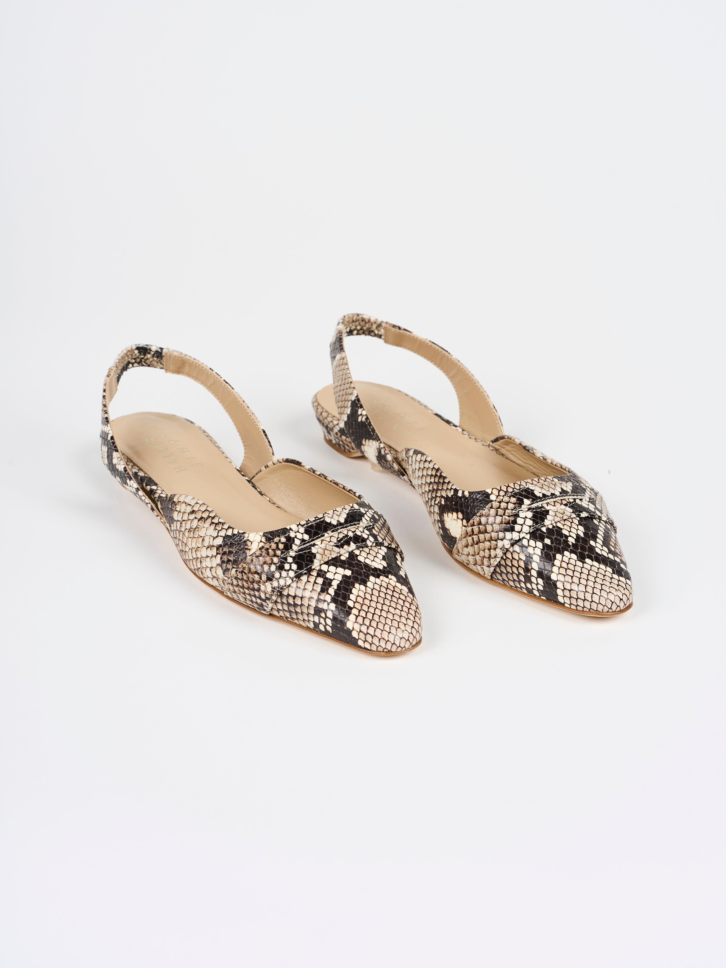 The Slingback in Embossed Python Angled Front View