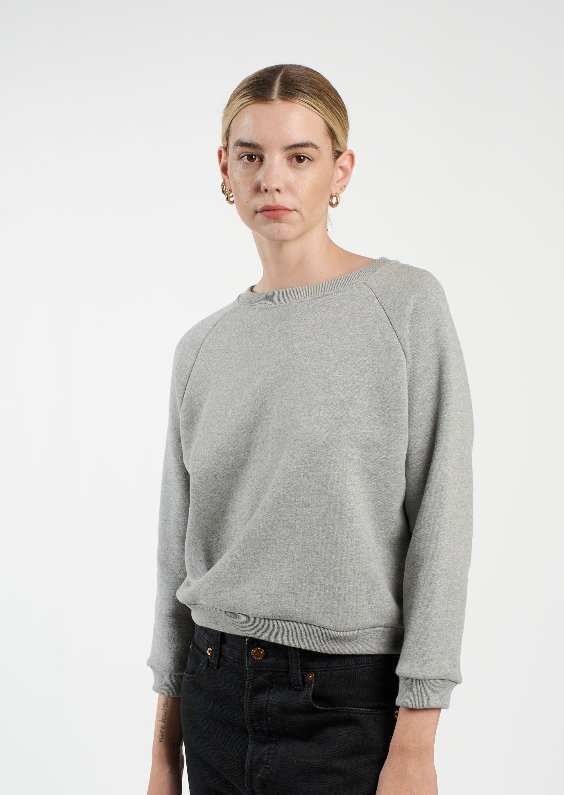 The Daily Sweatshirt in Heather Grey 3/4 Front Angle 