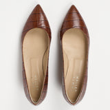 The Kitty Point Heel in Brown Croc