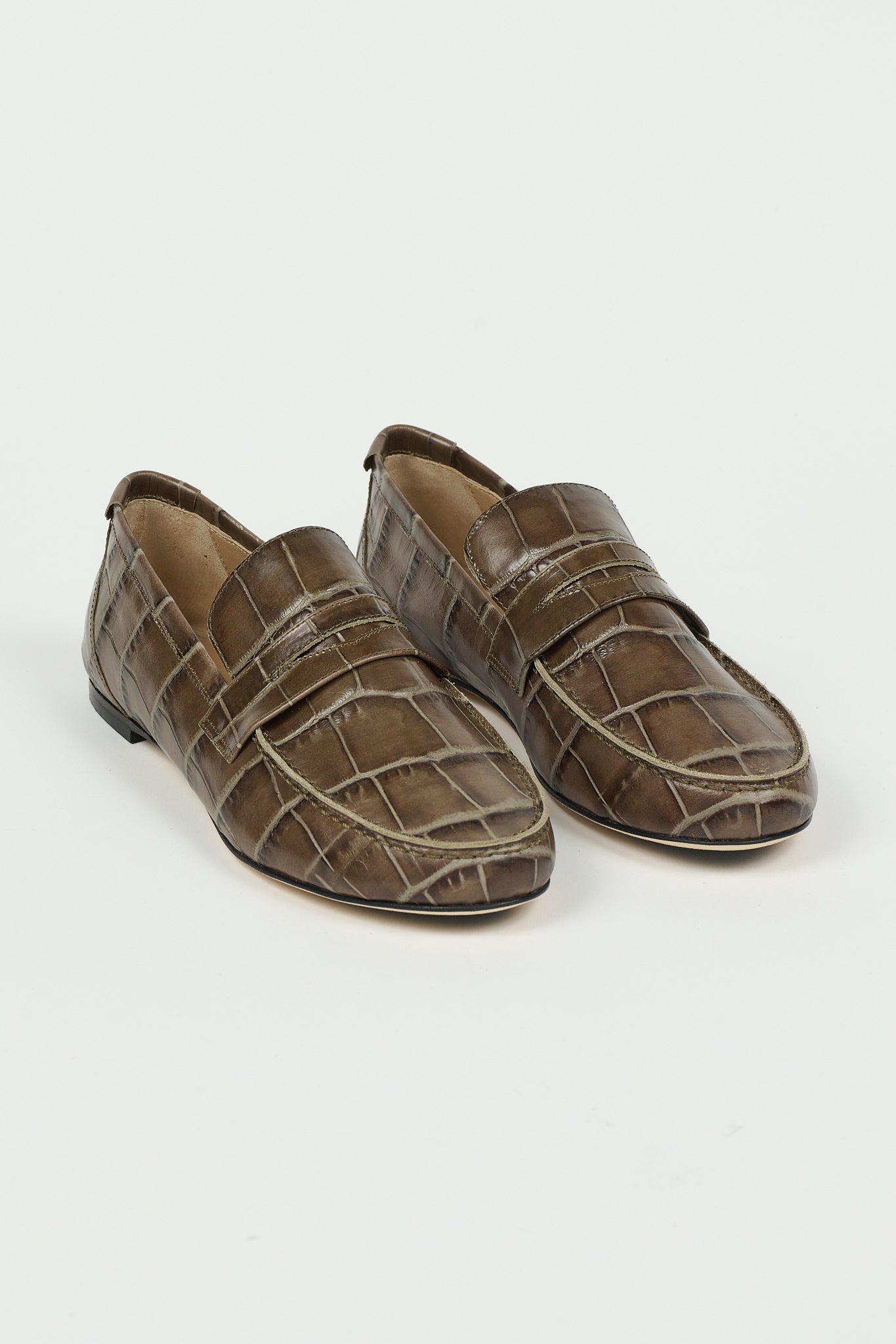 The Penny Loafer in Grey Croc