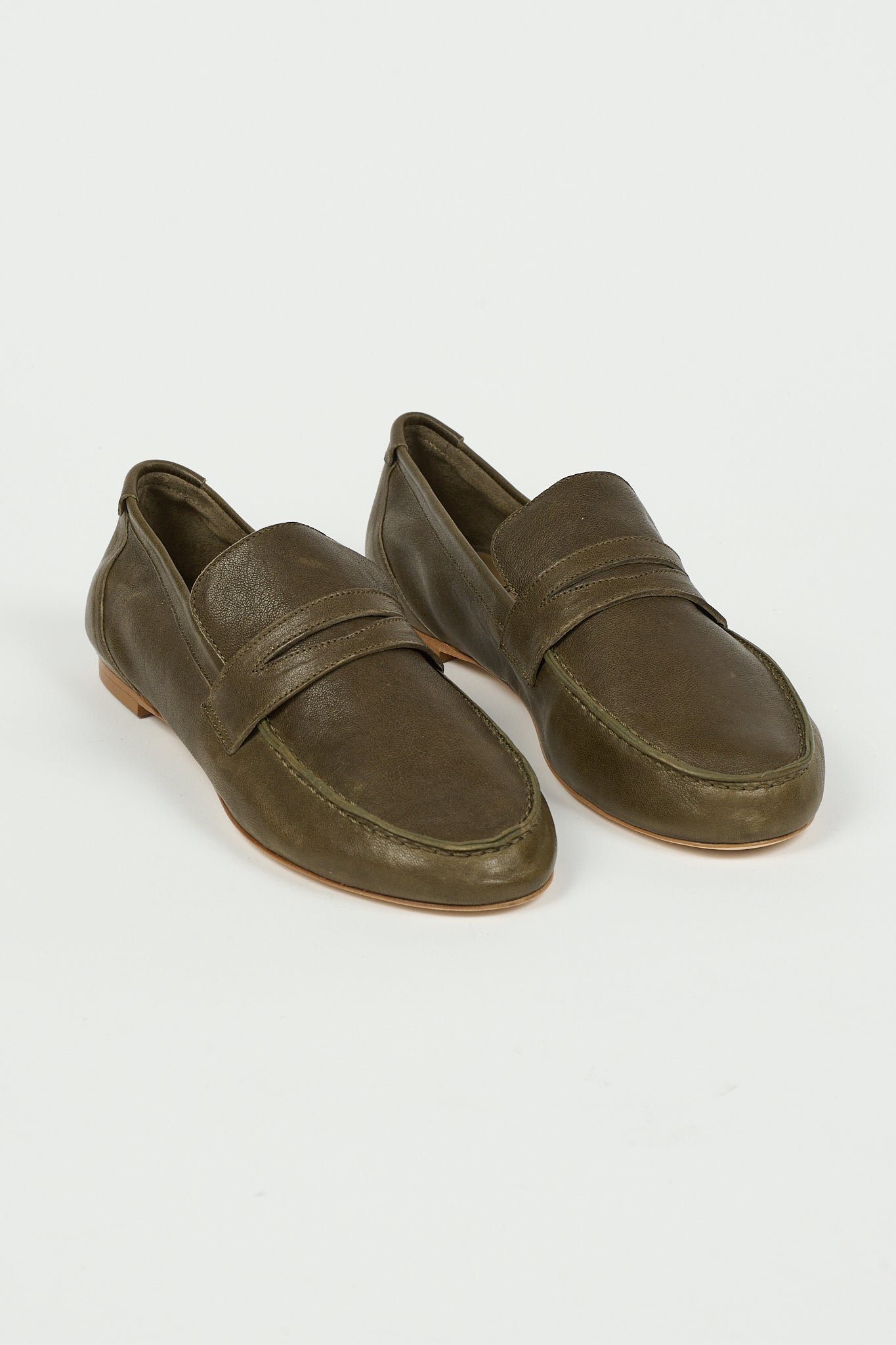 The Unlined Penny Loafer in Olive