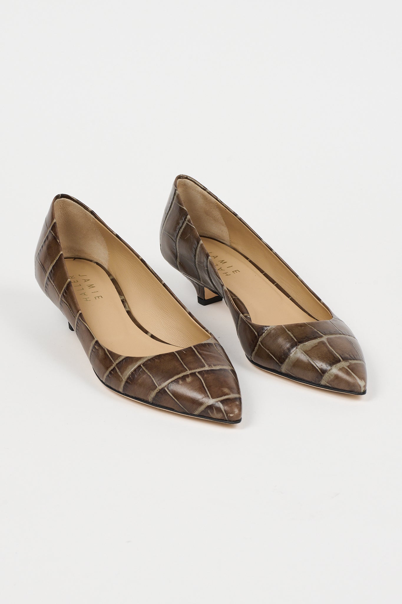 The Kitty Point Heel in Grey Croc