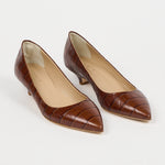 The Kitty Point Heel in Brown Croc