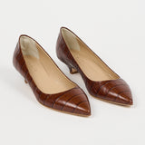The Kitty Point Heel in Brown Croc