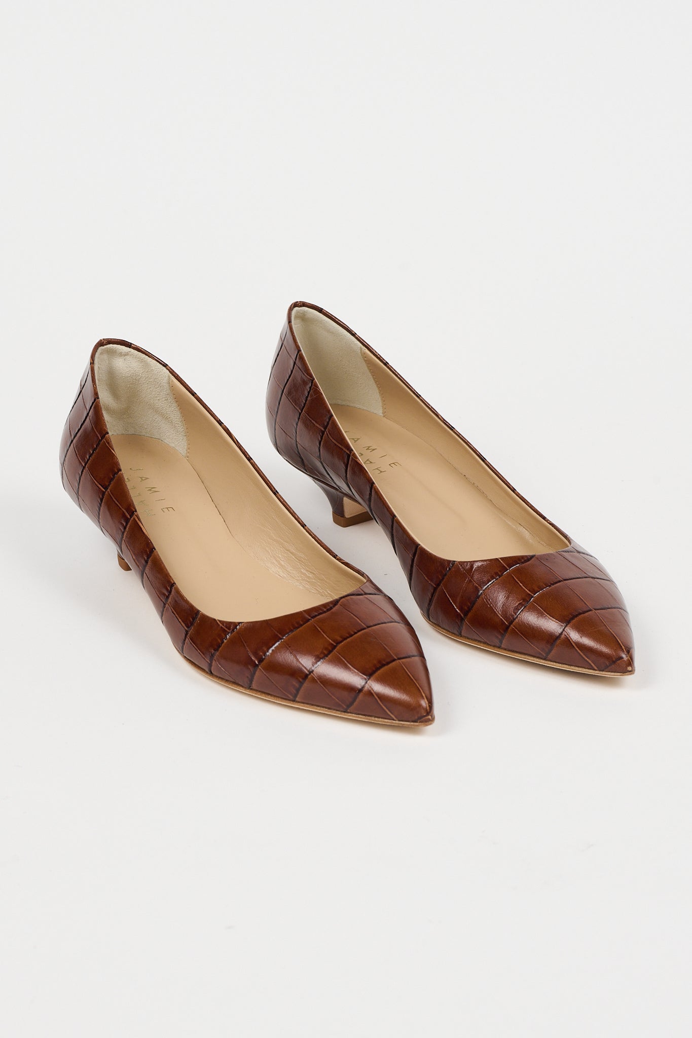 The Kitty Point Heel in Brown Croc