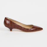 The Kitty Point Heel in Brown Croc