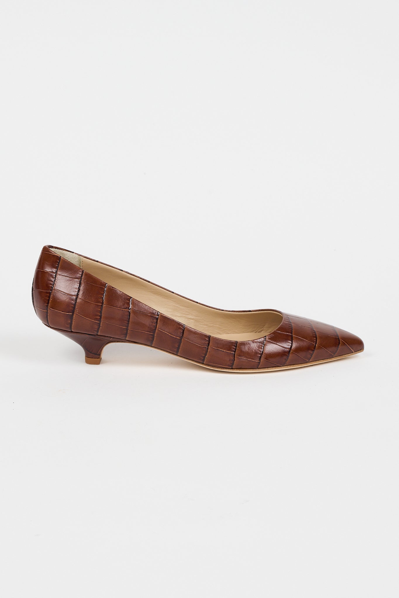 The Kitty Point Heel in Brown Croc