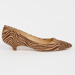 The Kitty Point Heel in Tan Zebra