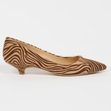 The Kitty Point Heel in Tan Zebra