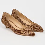 The Kitty Point Heel in Tan Zebra