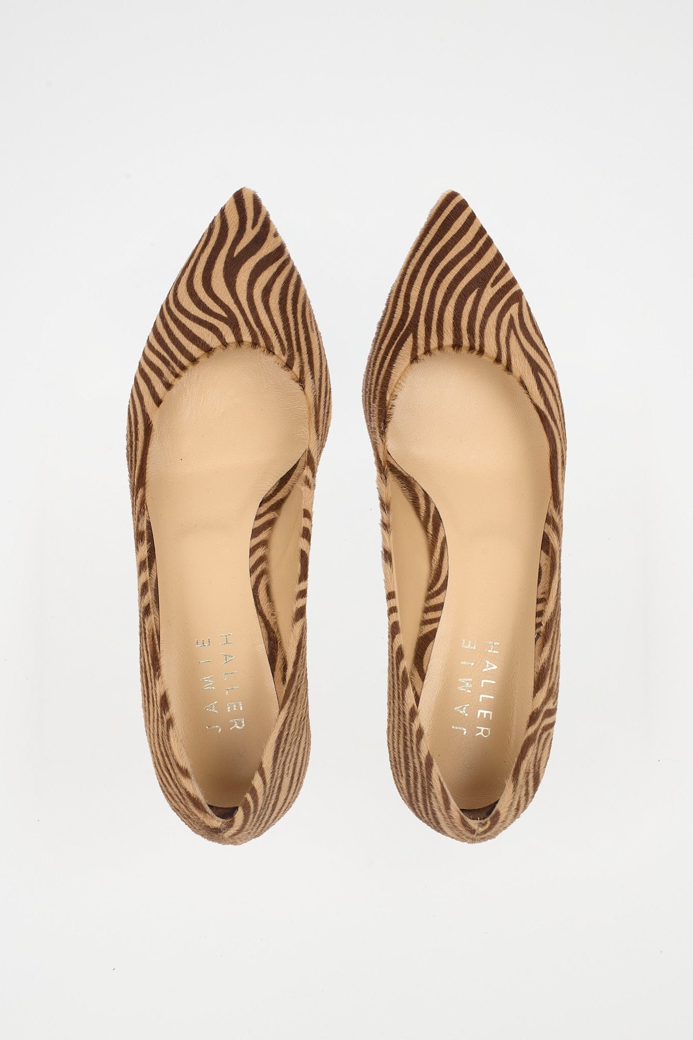 The Kitty Point Heel in Tan Zebra