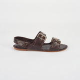 The Double Buckle Sandal in Espresso Croc Side View