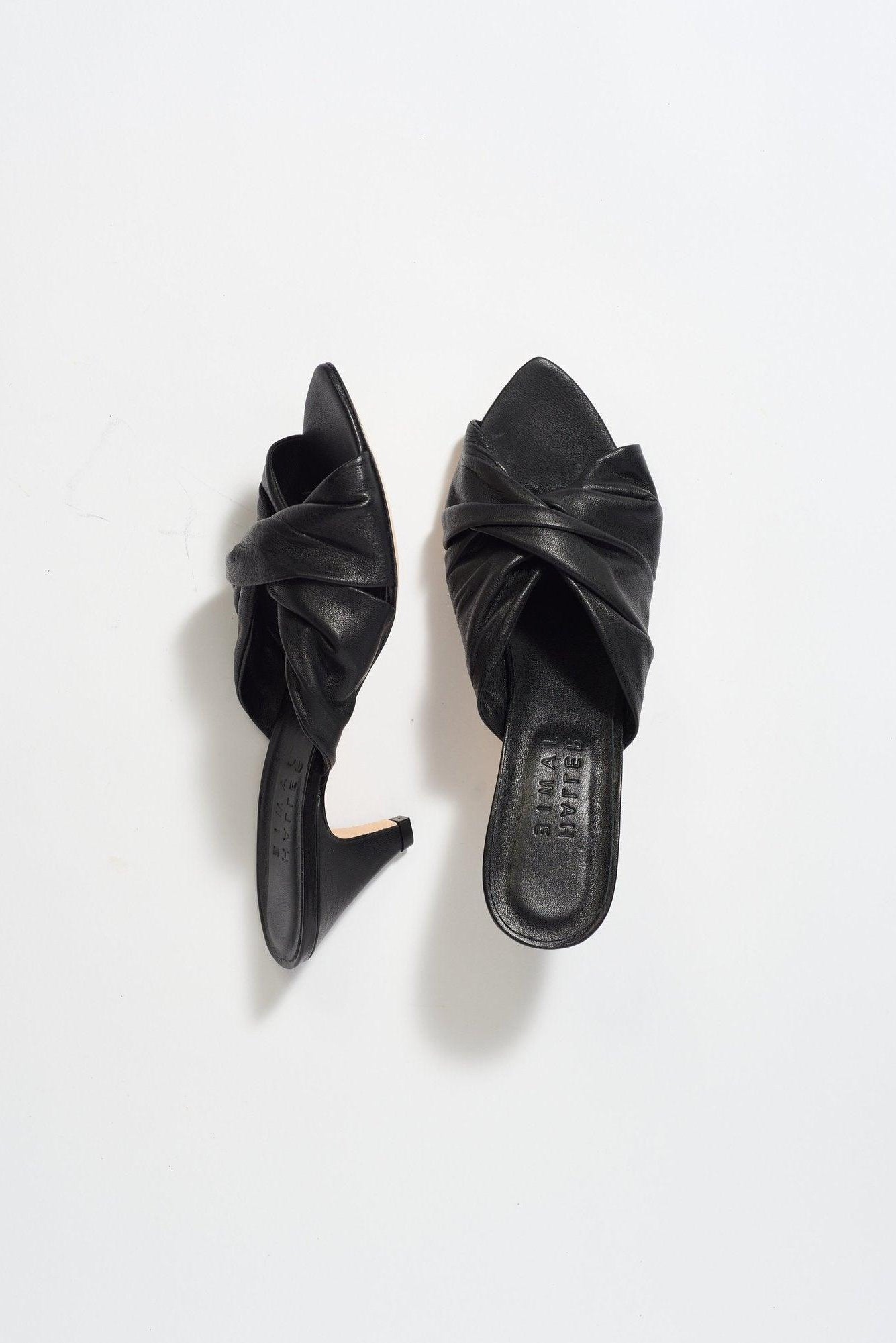 The Knot Heel in Black Leather - Jamie Haller
