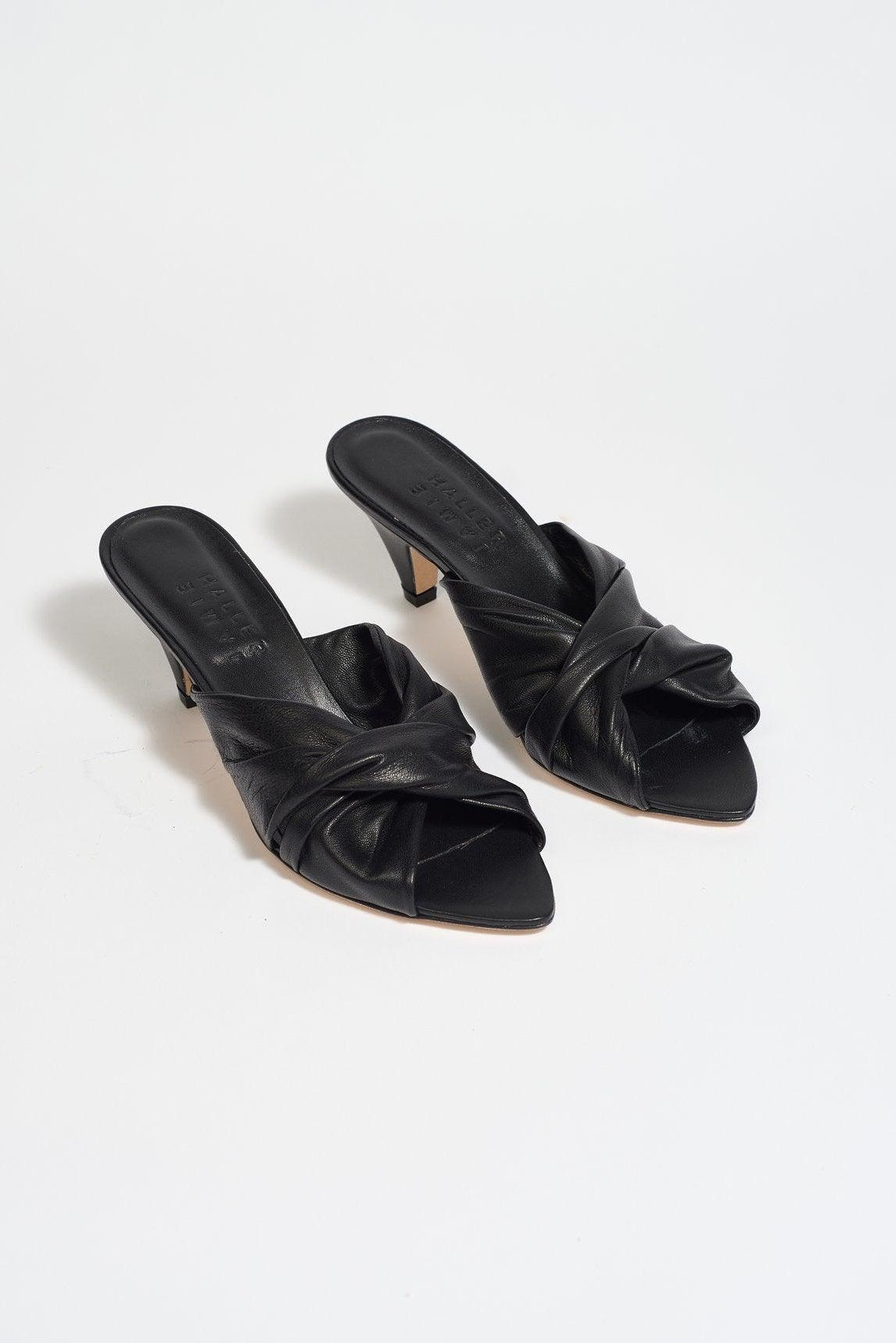 The Knot Heel in Black Leather - Jamie Haller