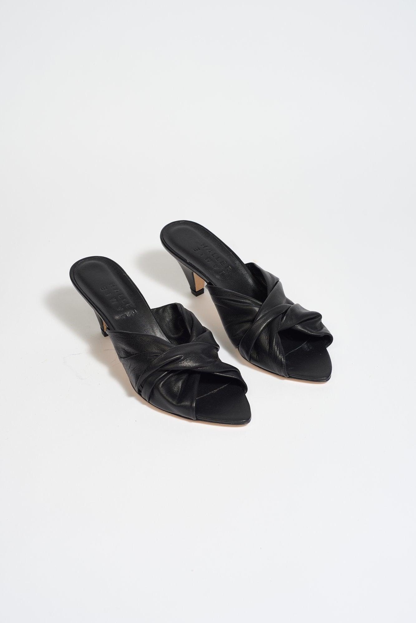 The Knot Heel in Black Leather - Jamie Haller