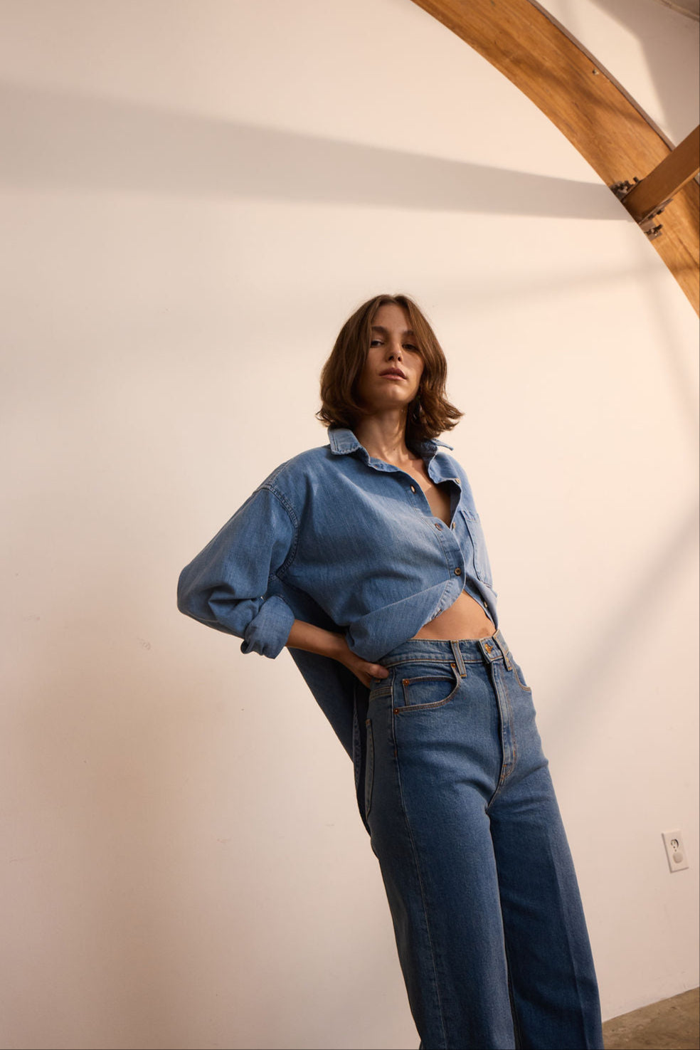 The Crease Jean in Flat Crease Side Angled View