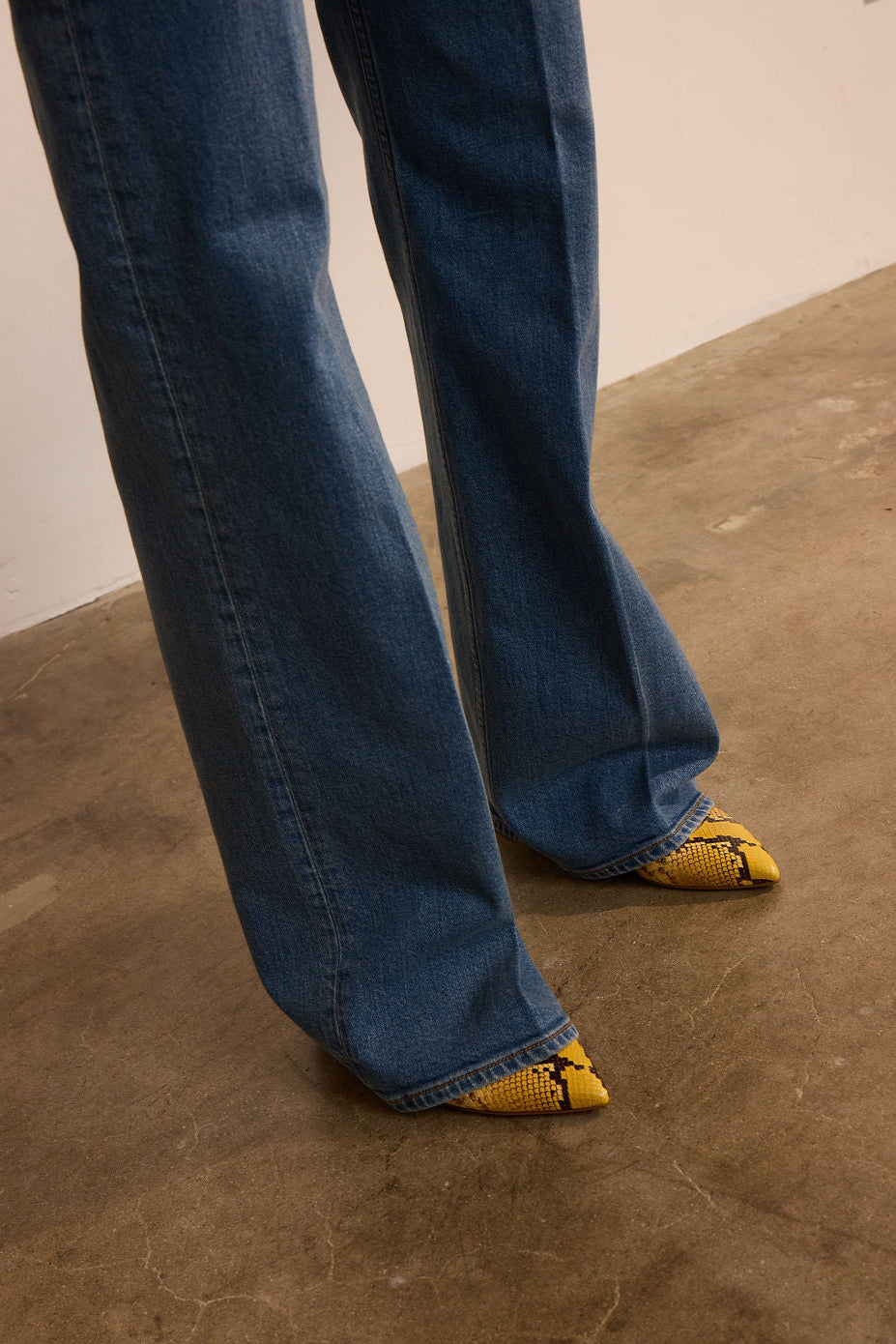 The Crease Jean in Flat Crease Detail of Hem and Shoe
