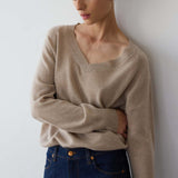 The V Fave Cashmere Sweater in Oatmeal