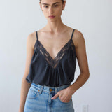 The Deep V Cami in Dark Grey
