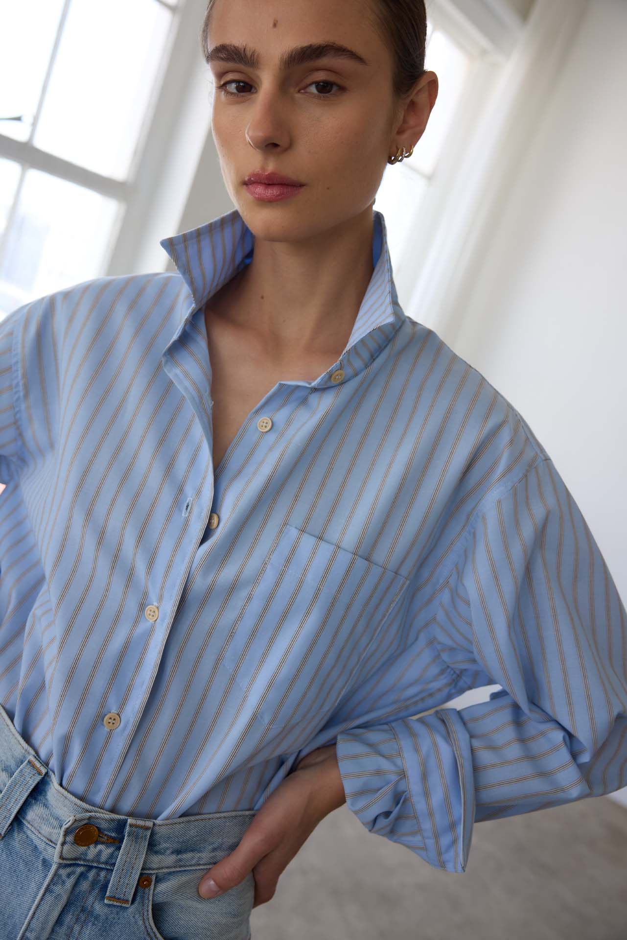 The Weekend Shirt in Baby Blue Stripe