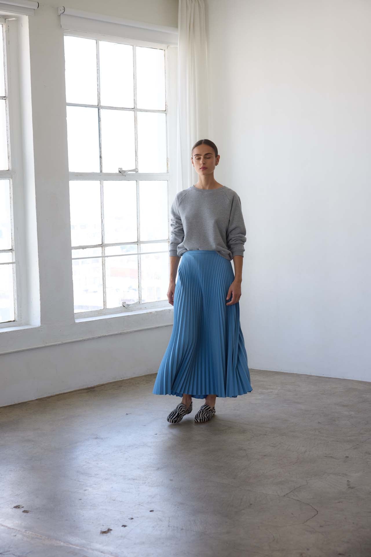 The Accordion Skirt in Baby Blue