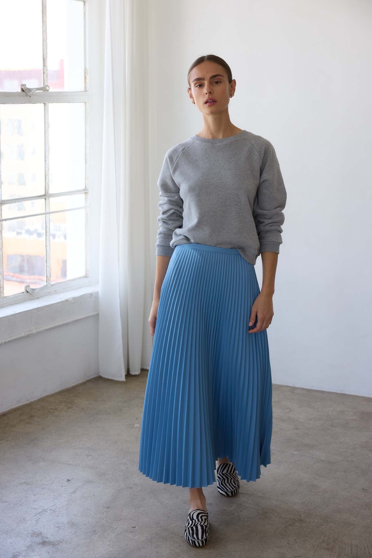 The Accordion Skirt in Baby Blue