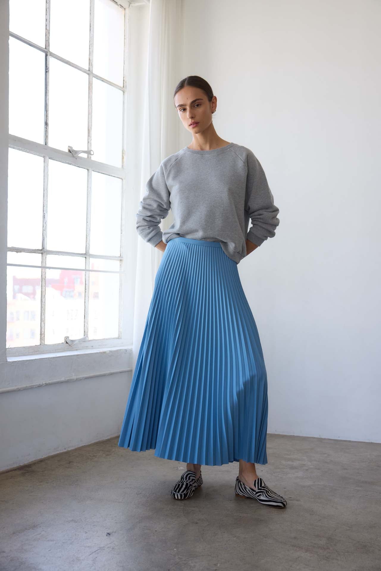 The Accordion Skirt in Baby Blue