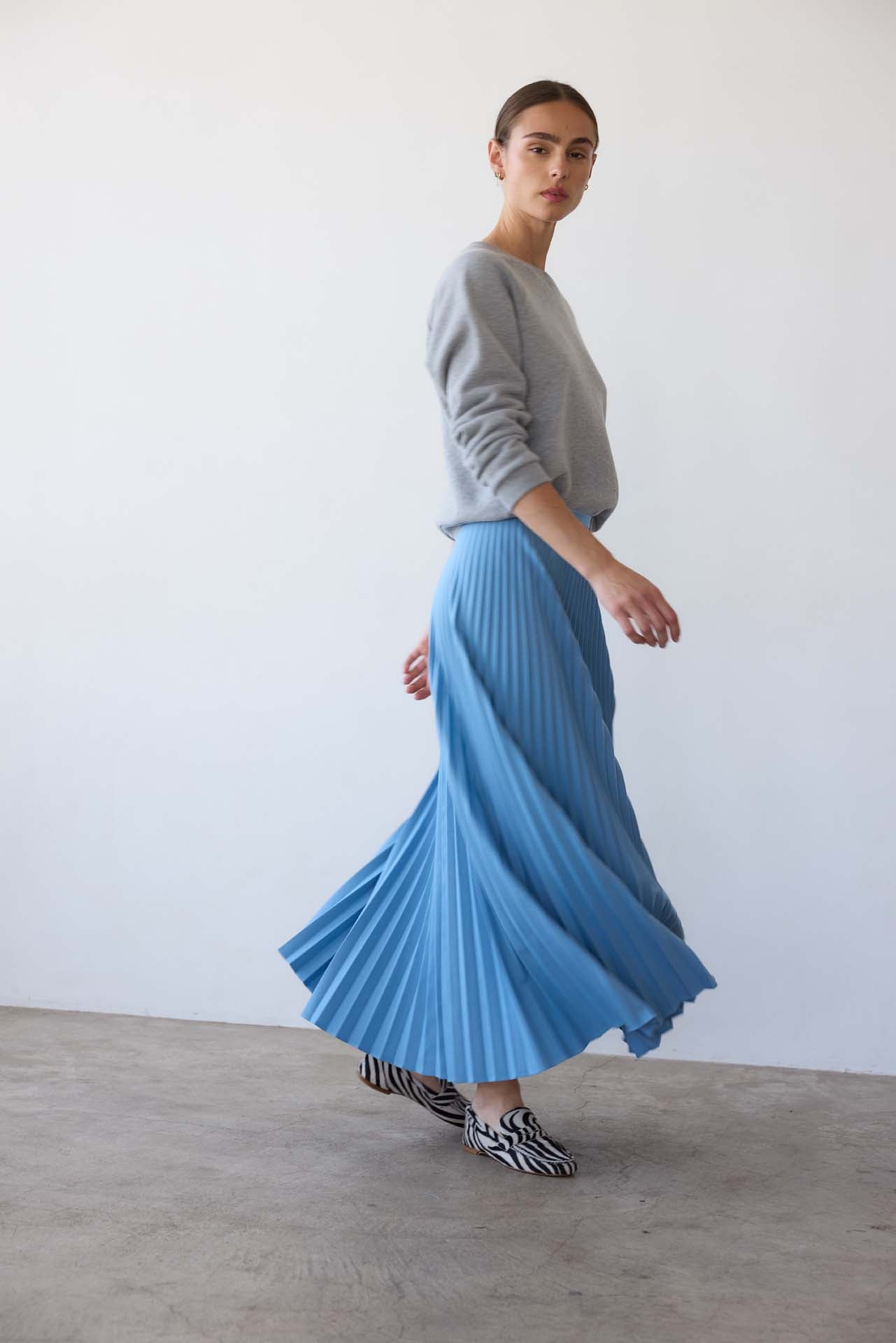 The Accordion Skirt in Baby Blue