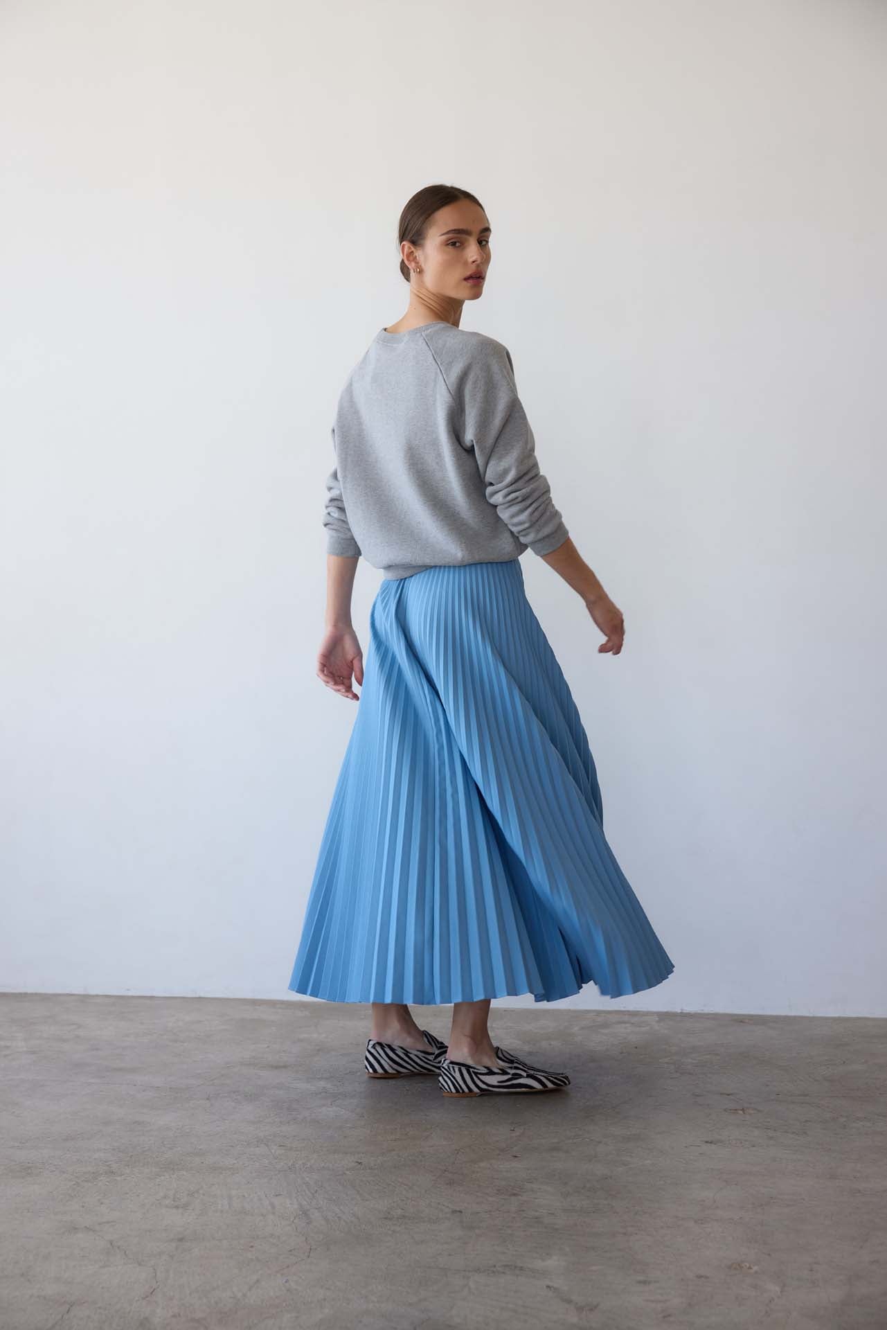 The Accordion Skirt in Baby Blue