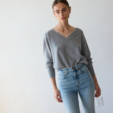 The V Fave Cashmere Sweater in Light Heather
