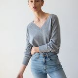 The V Fave Cashmere Sweater in Light Heather