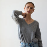 The V Fave Cashmere Sweater in Light Heather