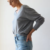 The V Fave Cashmere Sweater in Light Heather