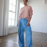 The Triple Pleat Trouser in Baby Blue