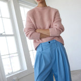 The Triple Pleat Trouser in Baby Blue
