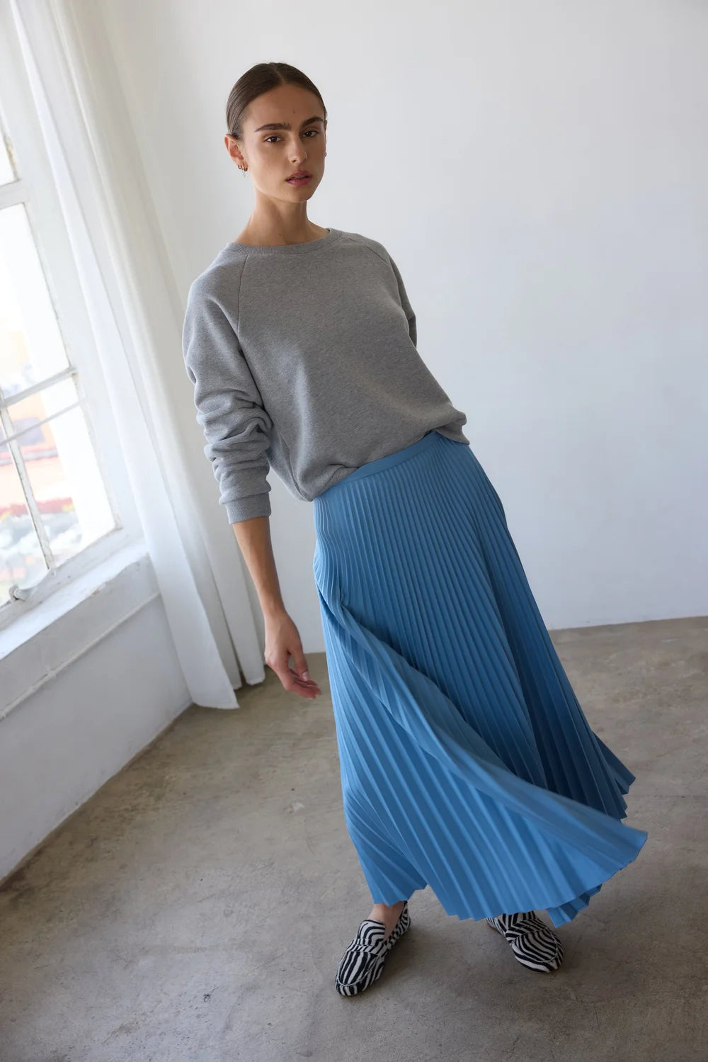 The Accordion Skirt in Baby Blue