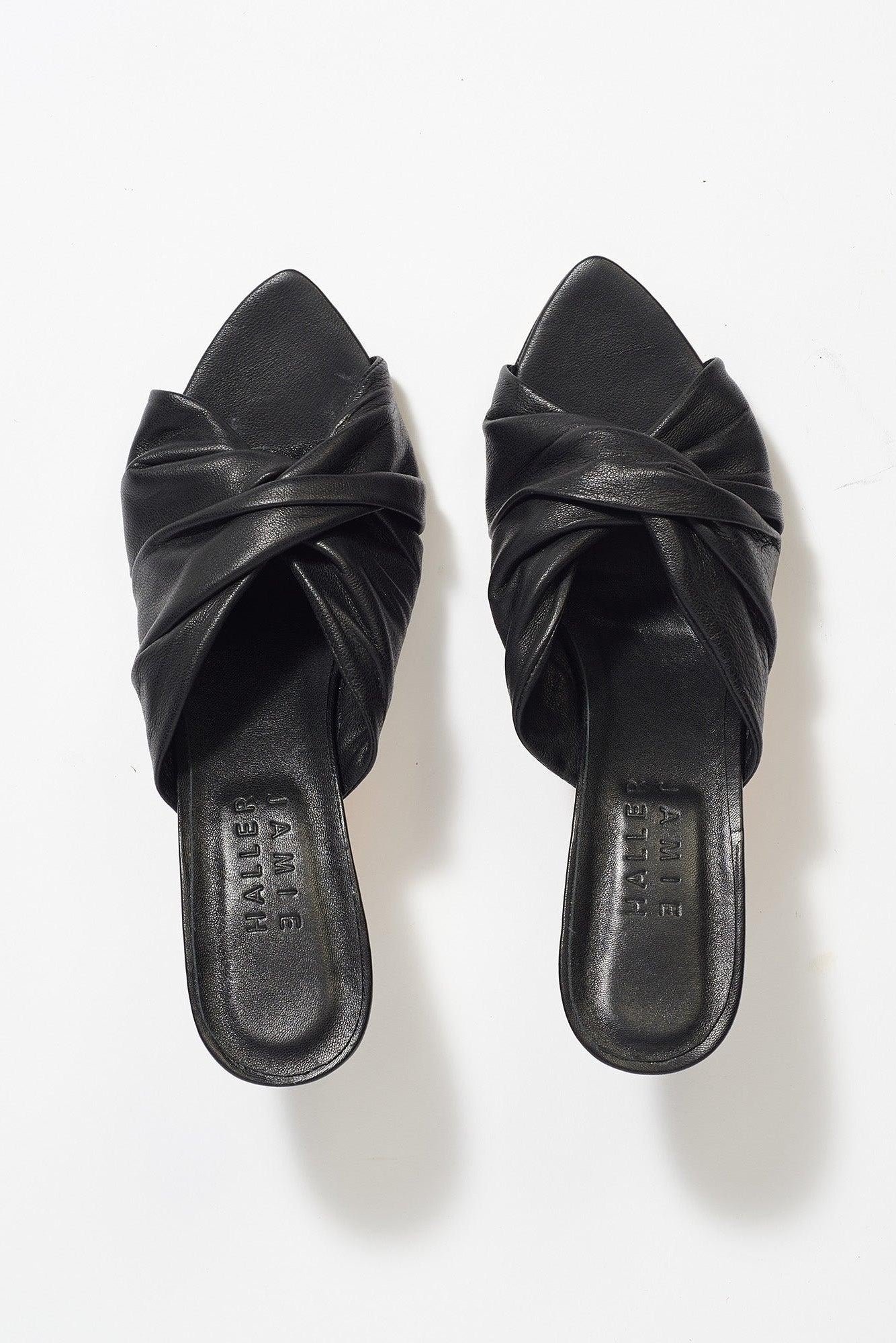 The Knot Heel in Black Leather - Jamie Haller