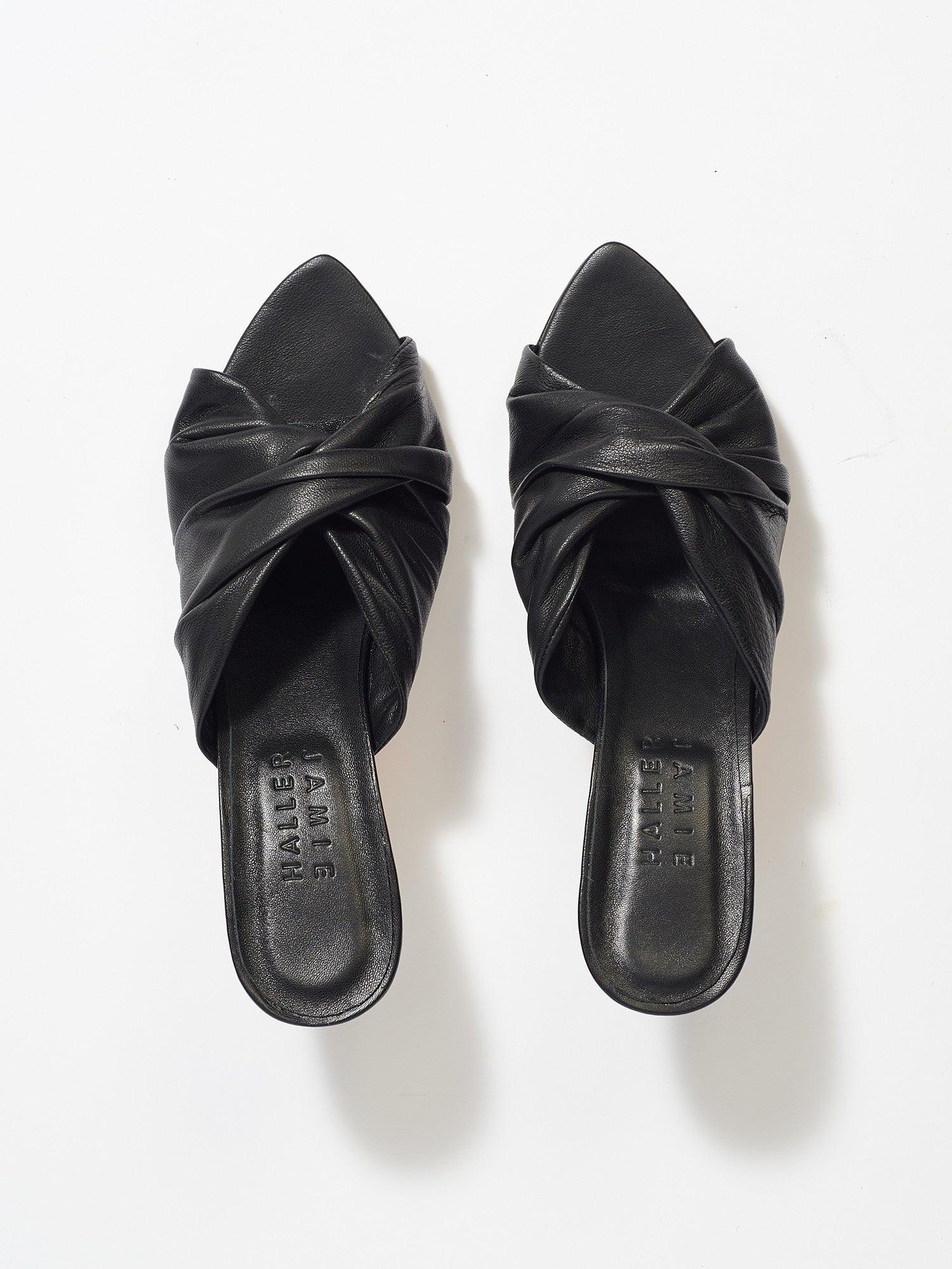 The Knot Heel in Black Flat View