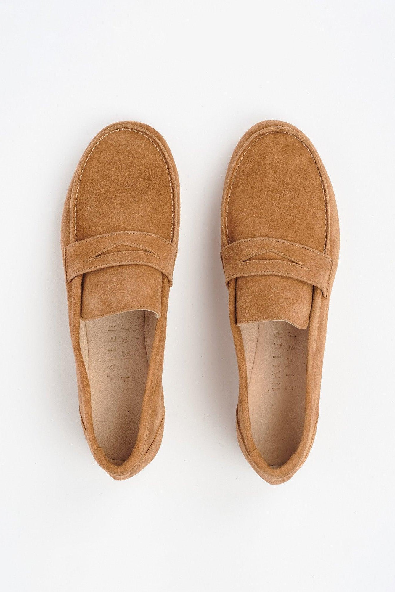 The Penny Loafer in Clove Suede Flat