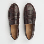 The Penny Loafer in Espresso Croc Flat View