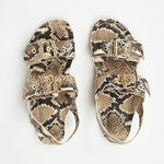 The Double Buckle Sandal in Python Flat View