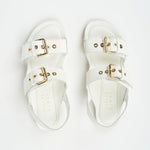 The Double Buckle Sandal in White Flat View