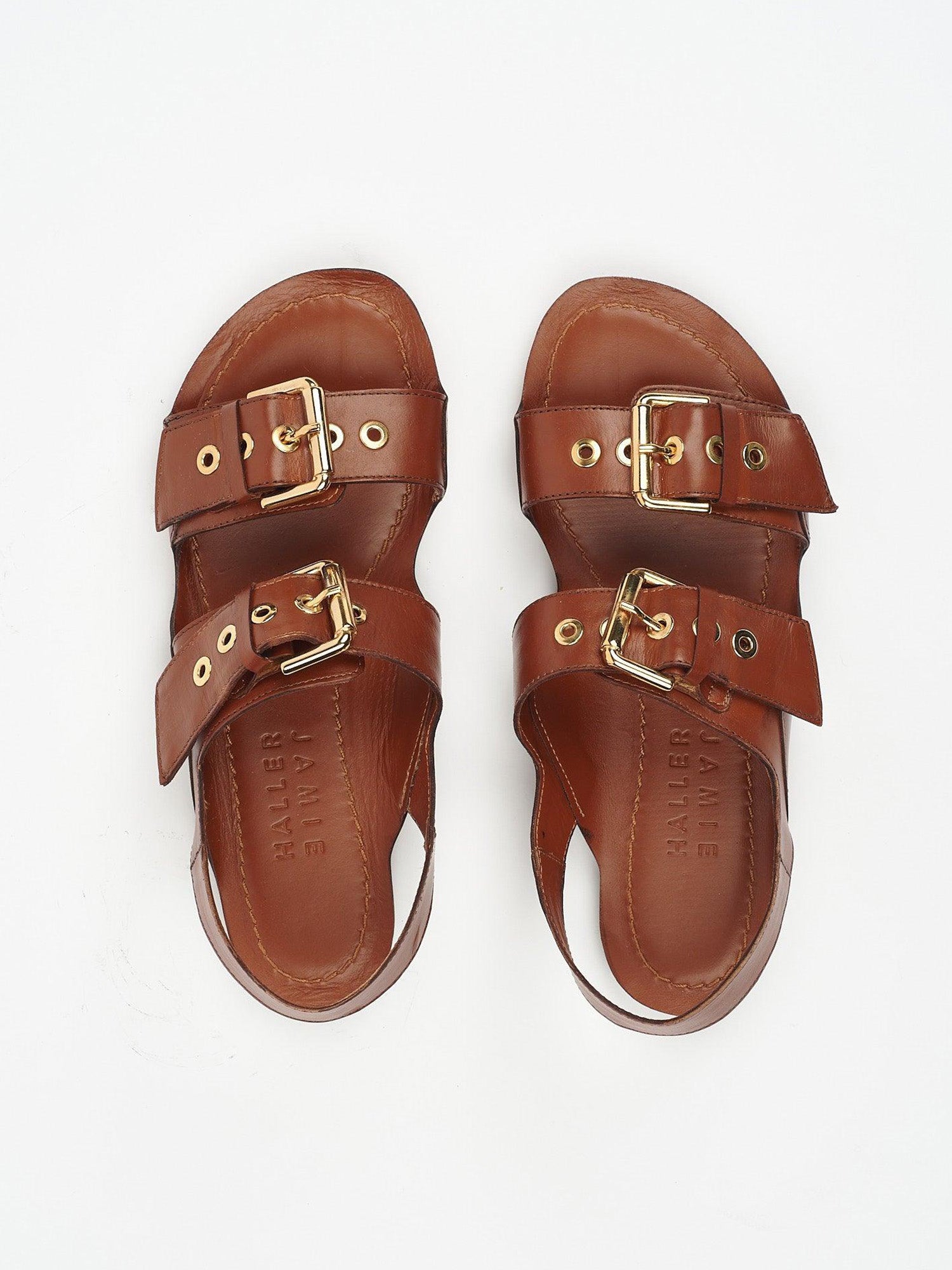 The Double Buckle Sandal in Cognac - Jamie Haller