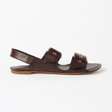 Double Buckle Sandal in Castagno Side View